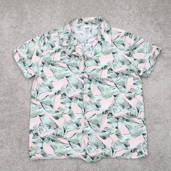 Stranger Things Hawaiian Shirt Adult Medium Pink/Green Netflix S/S Button Hopper - Picture 1 of 12